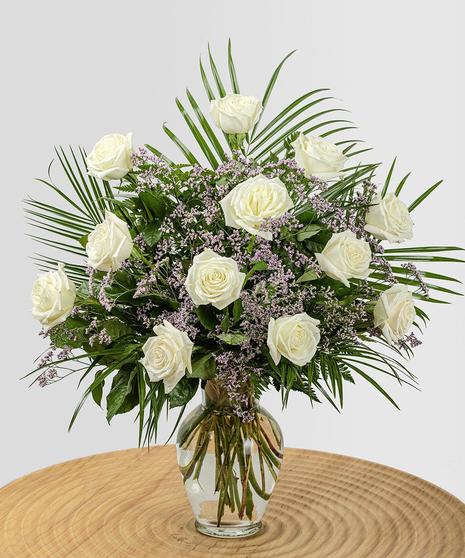 One Dozen Ultimate White Roses