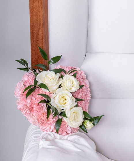 Graceful Carnations Heart Casket Insert
