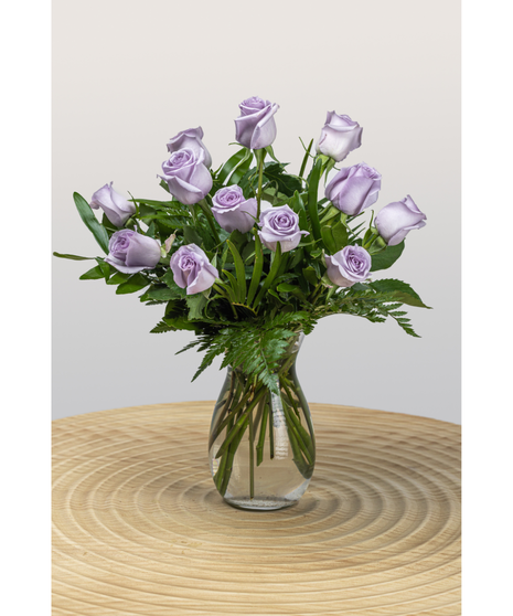 One Dozen Classic Lavender Roses