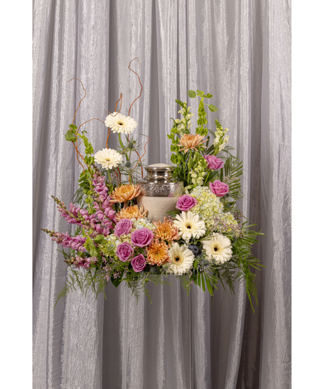 Peaceful Pastel Cremation Urn Setting