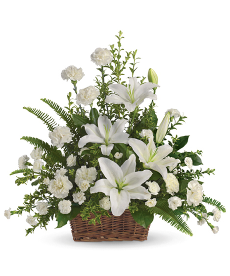 Peaceful White Lilies Basket