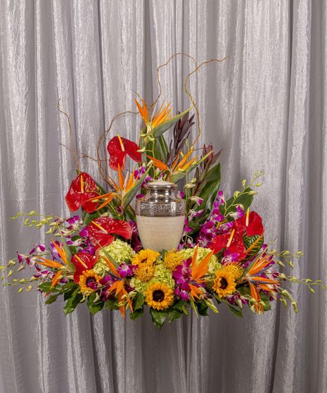 Tropical Tribute Cremation Urn Setting