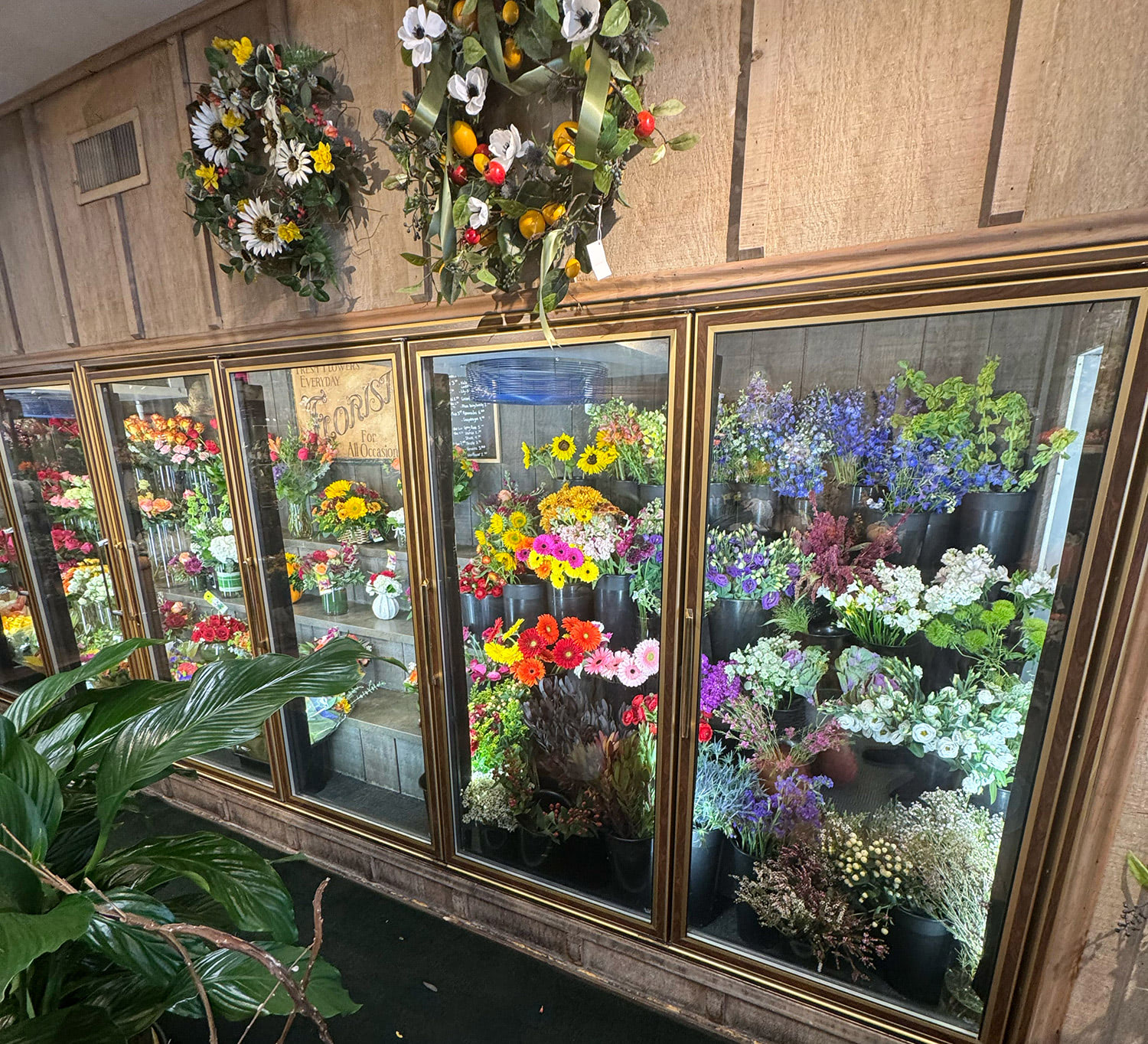 Pick your own bouquet from the cooler in our Hinsdale showroom