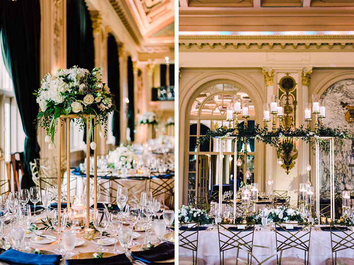 White and Gold Reception Decorations