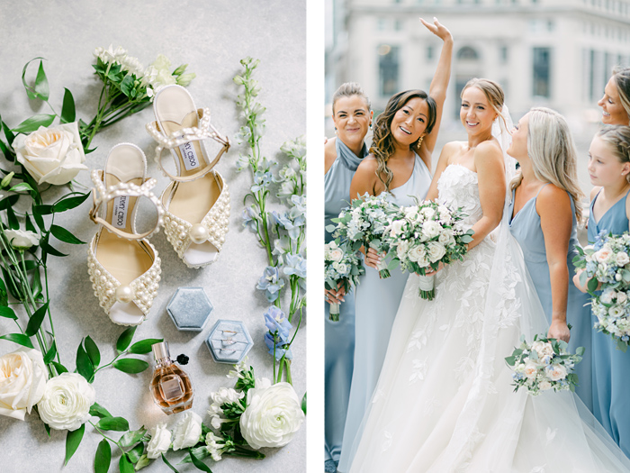 White, Blush and Powder Blue Wedding