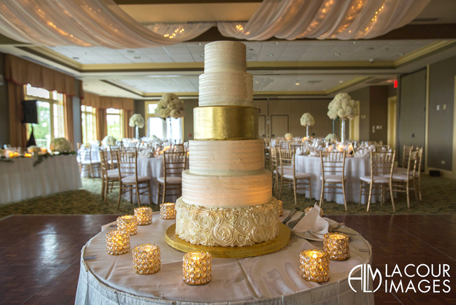 White and Gold Wedding Cake