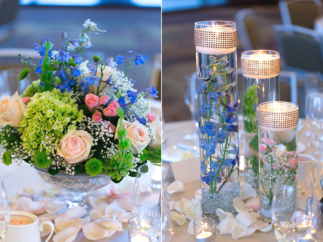 Pink, Blue and Green Centerpieces