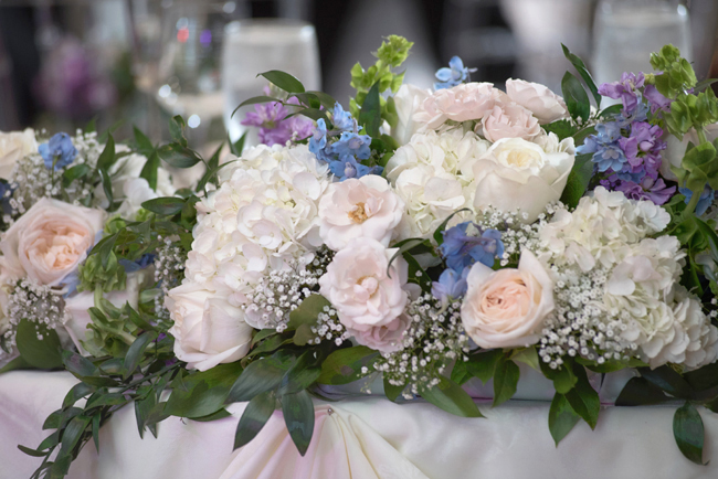White Hydrangeas and Pink Roses