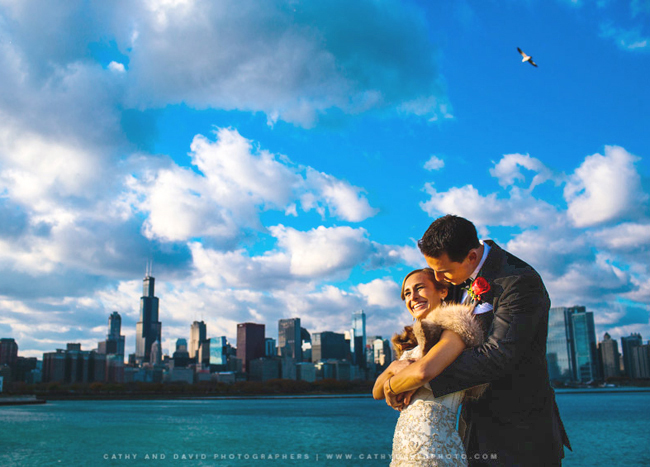 Chicago Skyline Wedding Photo
