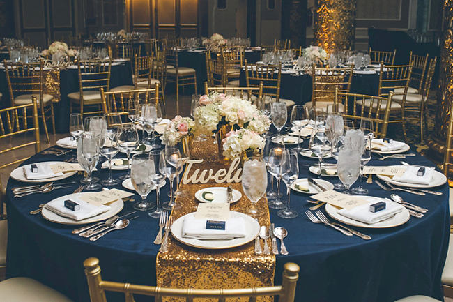 Navy and Gold Table Setting