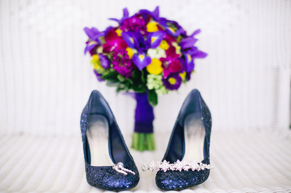 Blue Sapphire Shoes and Spring Bouquet